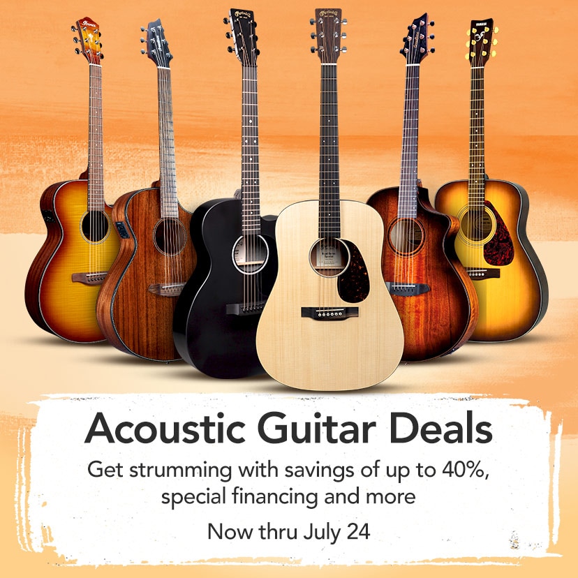 Acoustic Guitar Deals. Get strumming with savings of up to 40%, special financing and more. Now thru July 24. Shop now