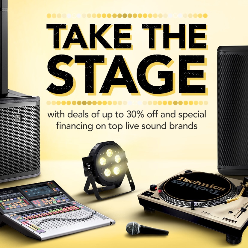 Take the stage with deals of up to 30% off and special financing on top live sound brands. Shop now