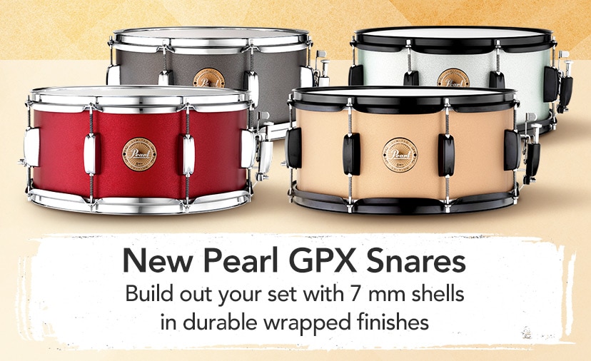 New Pearl GPX Snares. Build out your set with 7 mm shells in durable wrapped finishes. Shop Now