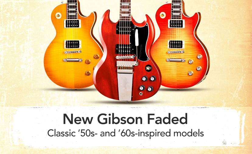 New Gibson Faded Les Paul & SG. '50s- and '60s-style models with vintage-era finishes. Shop Now