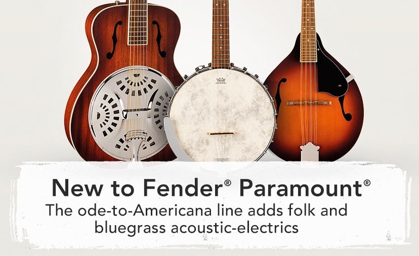 New to Fender(r) Paramount. The ode-to-Americana line adds folk and bluegrass acoustic-electrics. Shop Now