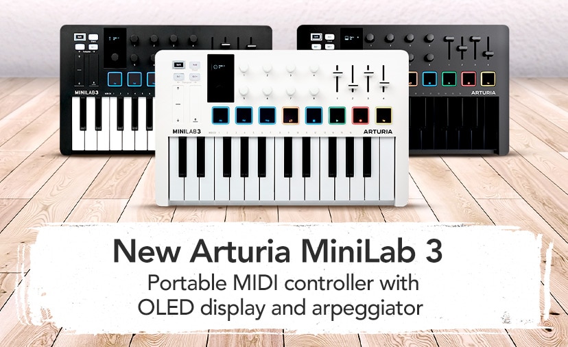 New Arturia MiniLab Mk III. Portable MIDI controller with OLED display and arpeggiator. Shop Now