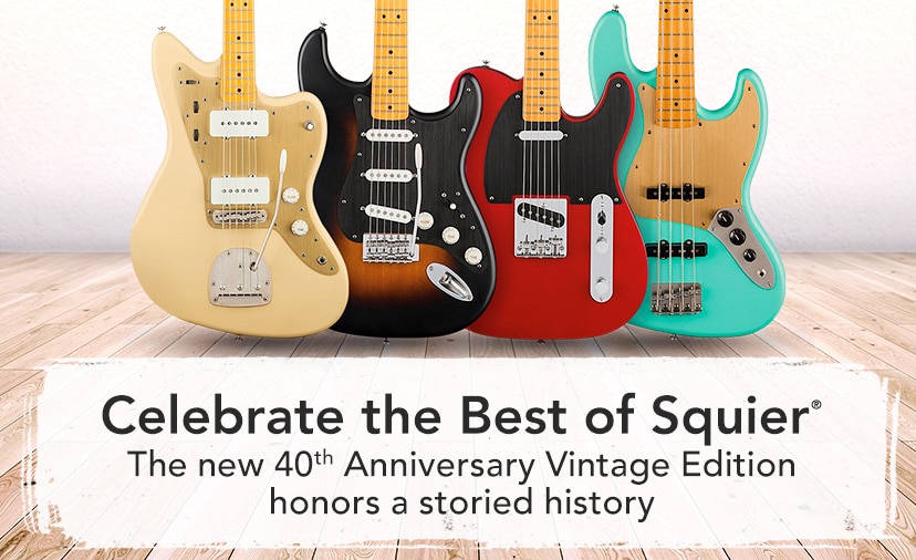 Celebrate the Best of Squier(r). The new 40th Anniversary Vintage Edition honors a storied history. Shop Now