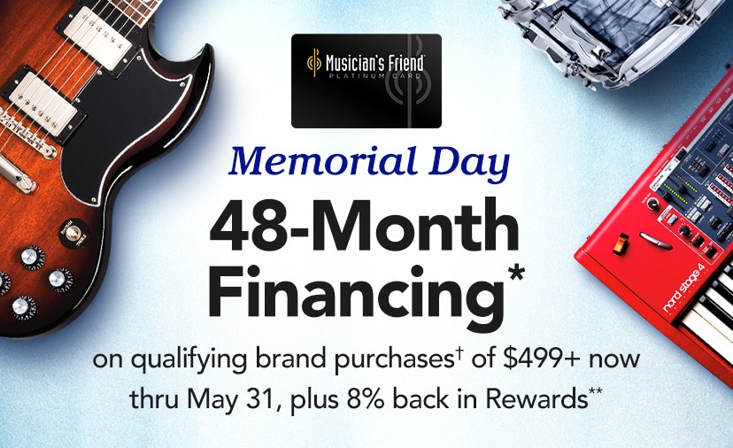 Memorial Day 48-month financing* on qualifying Platinum Card brand purchases† of $499+ thru 5/31. Plus, 8% back in Rewards**. Details