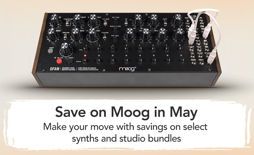 Save on Moog in May. Make your move with savings on select synths and studio bundles. Shop now