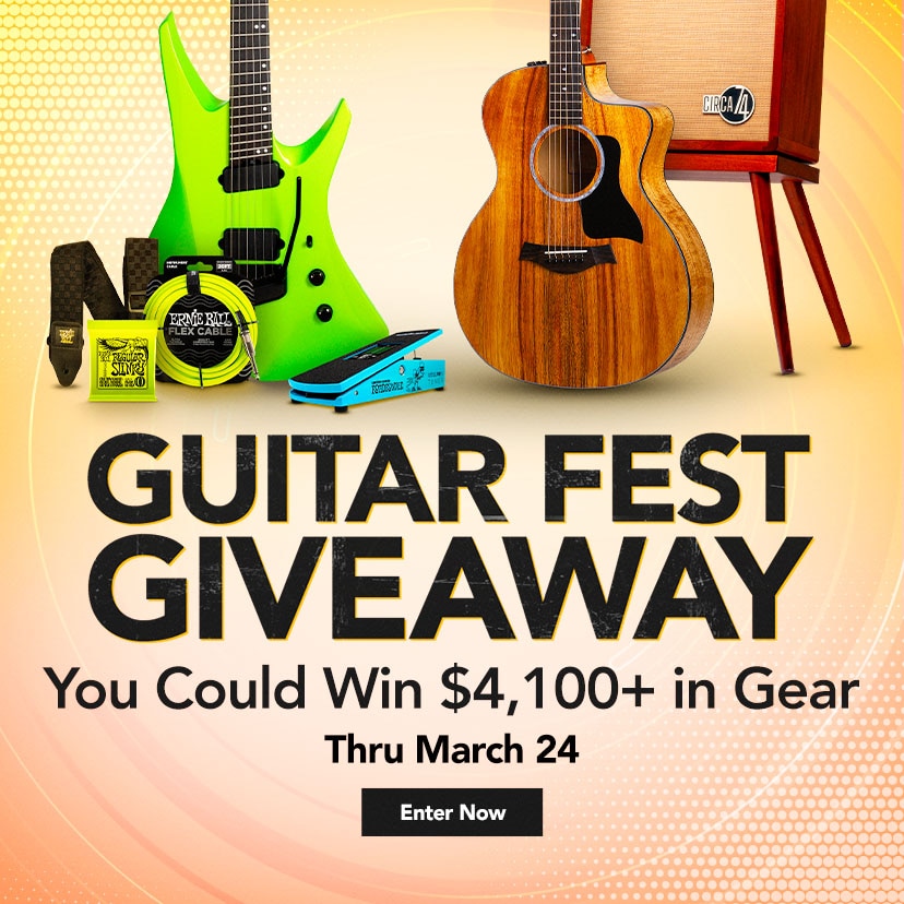 Guitar Fest Giveaway. Enter for a chance to win thousands of dollars in gear from Ernie Ball or Taylor. Thru March 24. Enter Now