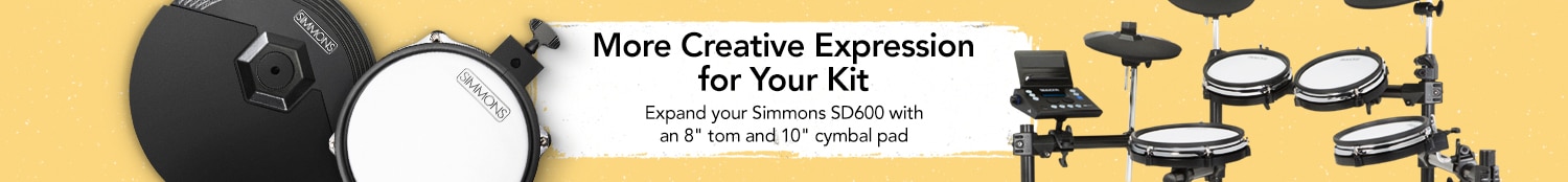More Creative Expression for your Kit - Expand your Simmons S.D. Six Hundred with an 8 inch tom and 10 inch cymbal pad