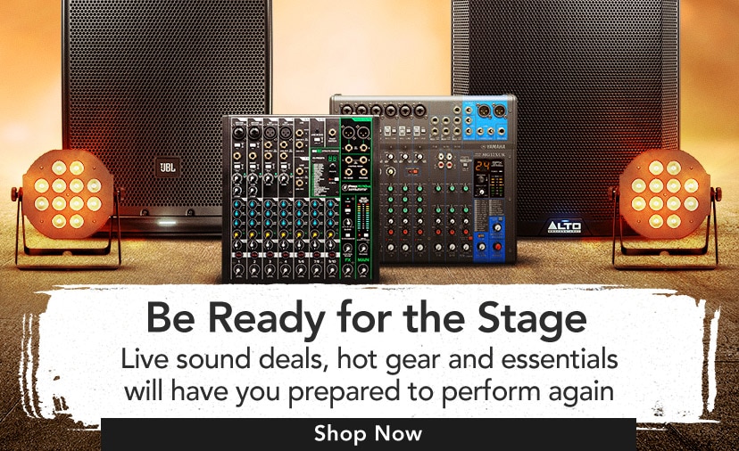 Be ready for the stage. Live sound deals, hot gear and essentials will have you prepared to perform again. Shop now.