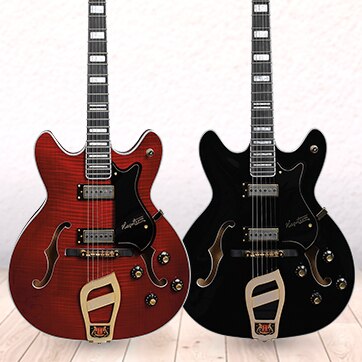 New Hagstrom Sixty Seven Viking Two. Vintage comeback vibe with a flamed maple top and classic mini humbuckers. Shop Now