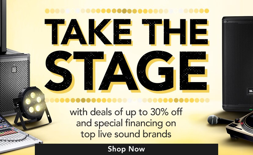 Take the stage with deals of up to thirty percent off and special financing on top live sound brands. Shop now