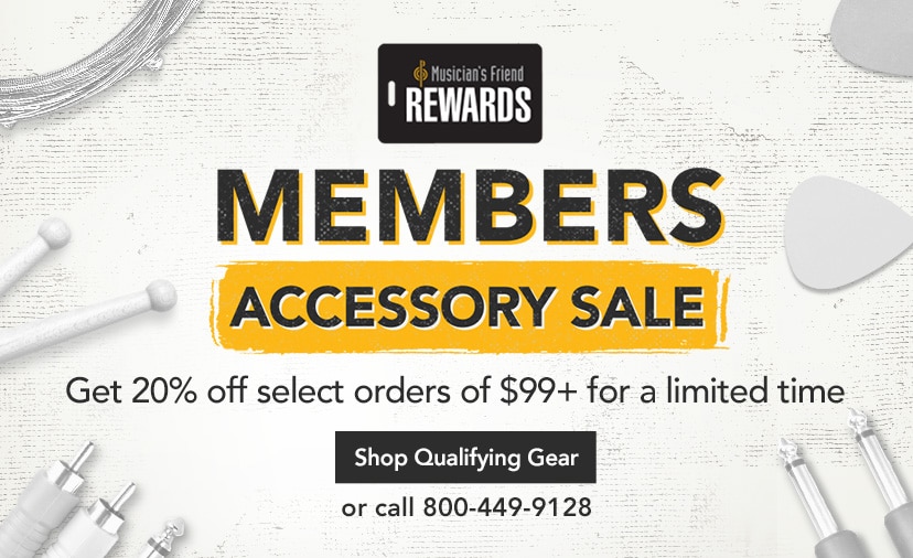 Members Accessory Sale. Get Twenty Percent off select orders of ninety-nine dollars plus for a limited time.