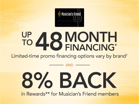 Up to 48-month financing. Limited-time Platinum card promo financing options vary by brand. Eight percent back in Rewards for members.