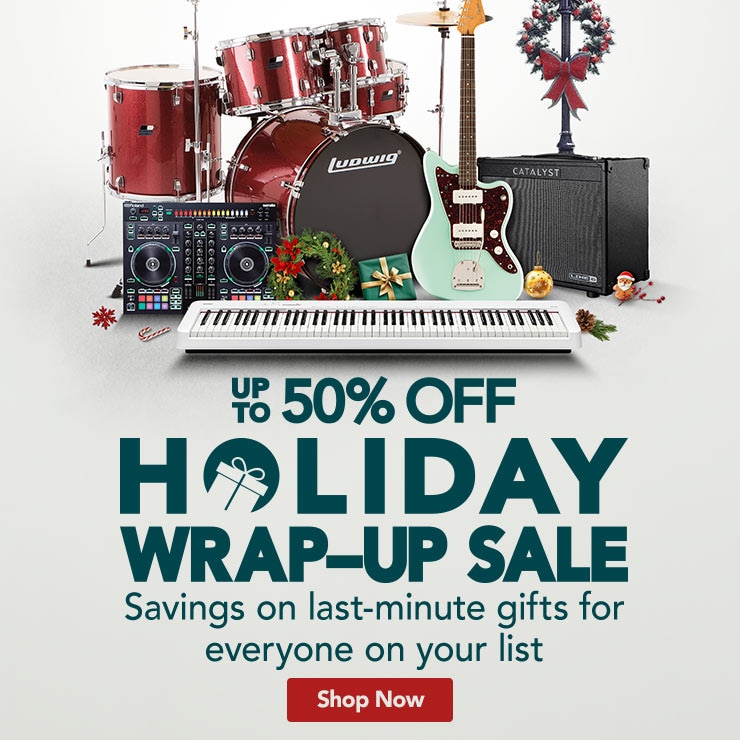 Holdiday wrap-up sale. Save up to fifty percent off on last minute gifts. Shop now