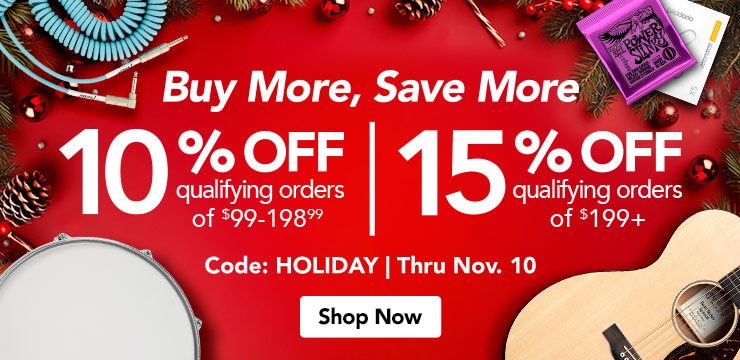 Holiday coupon, up to fifteen percent off orders over one hundred and ninety nine dollars. Use code holiday.