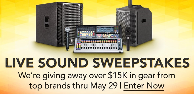 Live Sound Sweepstakes. We’re giving away over fifteen thousand in gear from rcf, PreSonus, Electro-Voice and more. Thru May twenty nine. Enter Now