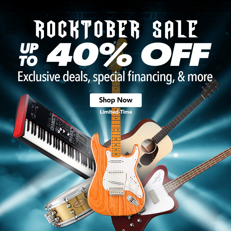 Rocktober sale. Up to forty percent off. Exclusive deals, special financing and more. Limited time. Shop now.