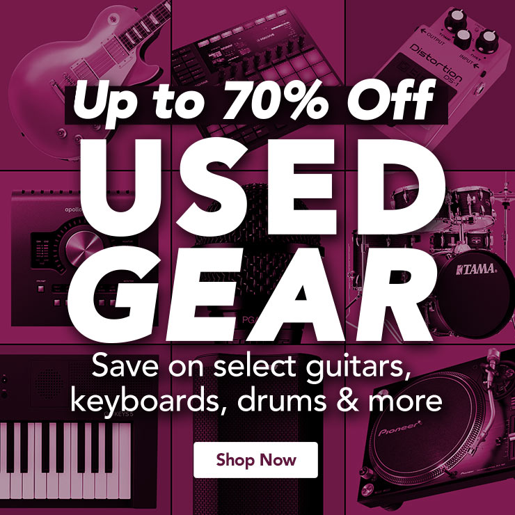 Up to seventy percent off on used gear. Save on select guitars, keyboards, drums and more