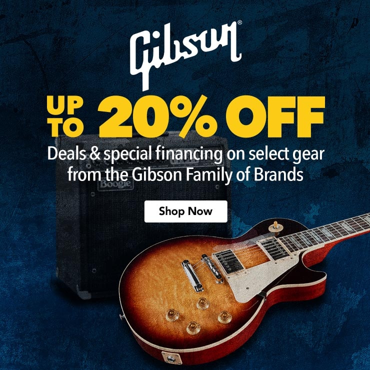 Gibson up to twenty percent off. Deals and special financing on select gear from the Gibson family brands. Shop now