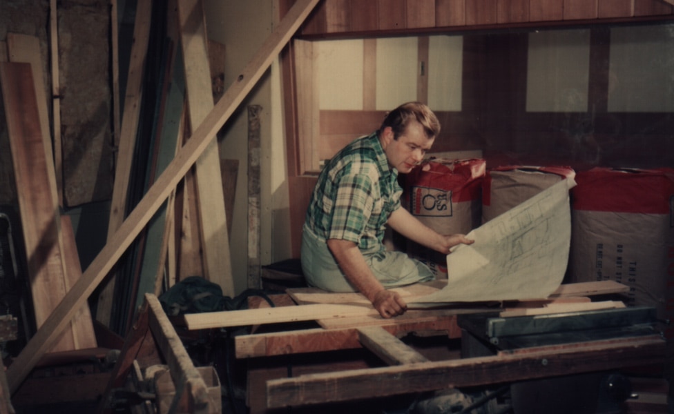 Bill Putnam Sr. hard at work on studio construction