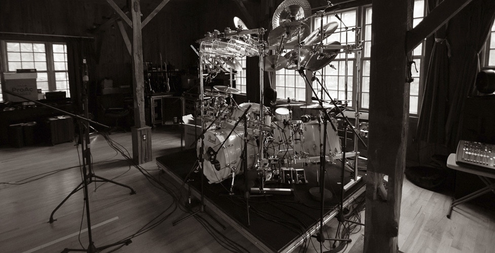 Mike Mangini's Drum Kit Miked Up at Yonderbarn