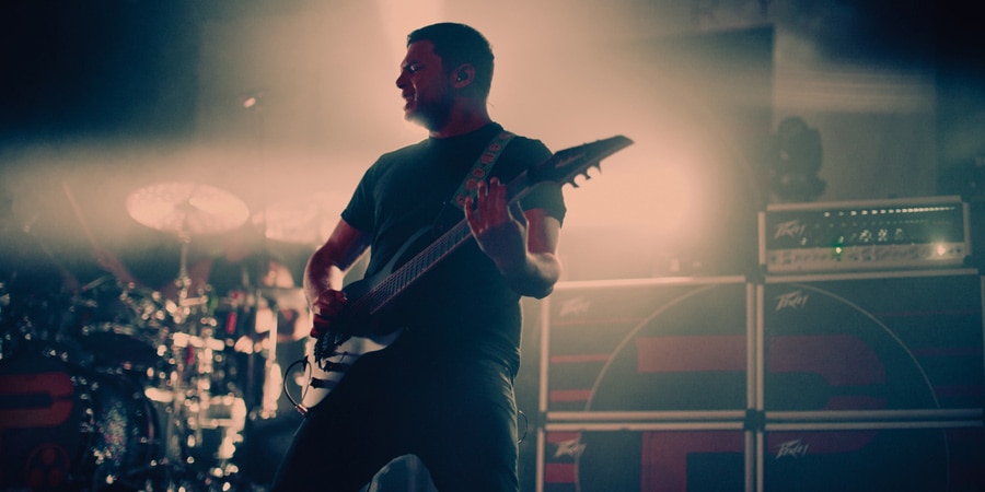 Misha Mansoor On-Stage with his Peavey Invenctive 120 (Photo: Randy Edwards)